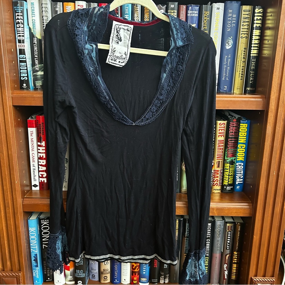 Scrapbook Blouse/Top in Blue Women’s Medium Lace Embellishments